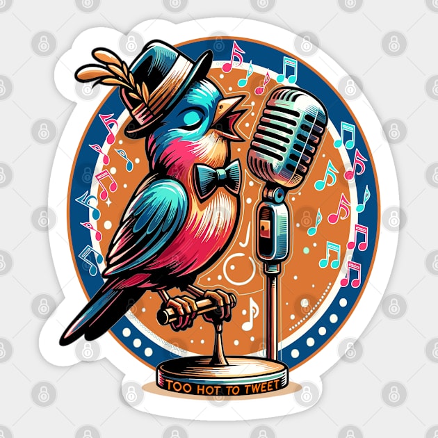 Jazzy Bird Musician, Swinging Singing Sticker by maknatess